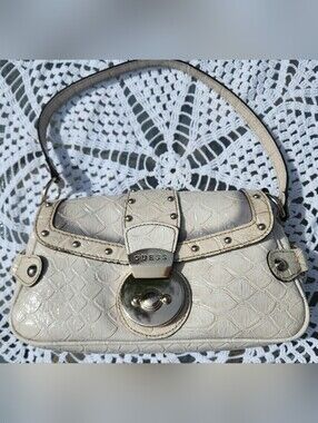 Y2k Guess White Faux Croc Mini Purse Mcbling Bimbobaddie Quietluxury